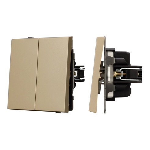 Механизм выключателя двухклавишный проходной SWT-TENDO-MKP2-SFPL-GD (230V, 10A) (Arlight, -)