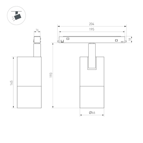 Светильник MAG-ORIENT-SPOT-ZOOM-R65-15W Warm3000 (BK, 20-60 deg, 48V) (Arlight, IP20 Металл, 5 лет)