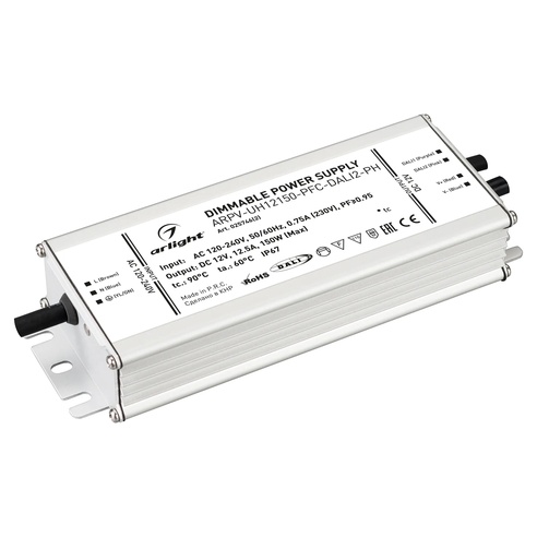 Блок питания ARPV-UH12150-PFC-DALI2-PH (12V, 12.5A, 150W) (Arlight, IP67 Металл, 7 лет)
