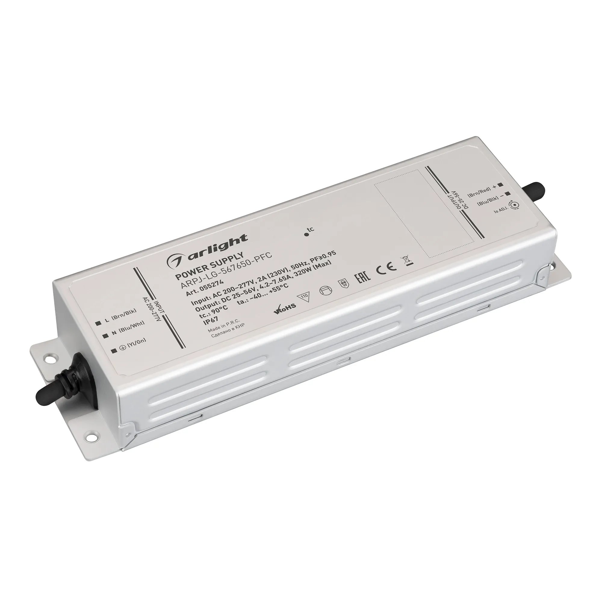 Блок питания ARPJ-LG-567650-PFC (320W, 25-56V, 4.2-7.65A) (Arlight, IP67 Металл, 5 лет) - изображение товара