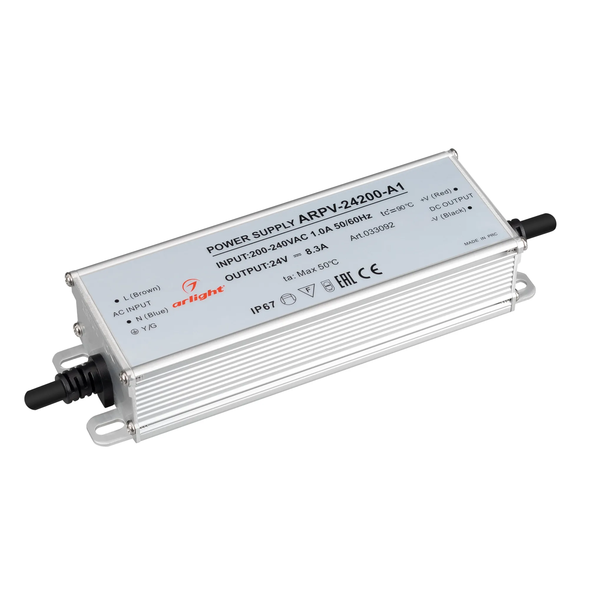 Блок питания ARPV-24200-A1 (24V, 8.3A, 200W) (Arlight, IP67 Металл, 3 года)