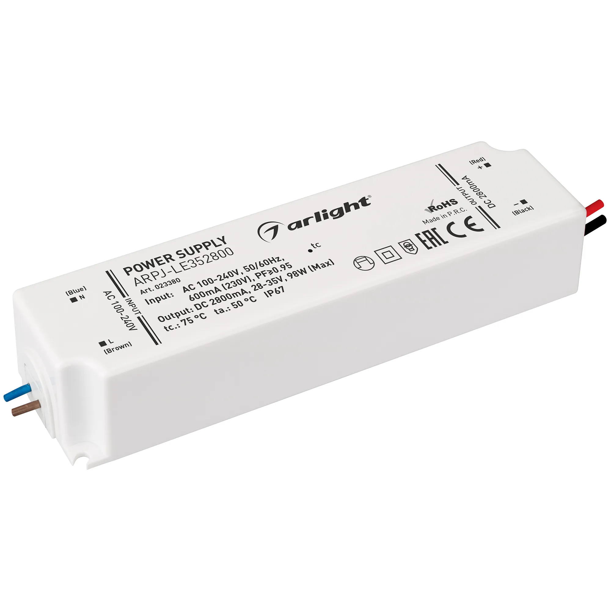 Блок питания ARPJ-LE352800 (98W, 2800mA, PFC) (Arlight, IP67 Пластик, 3 года) - изображение товара