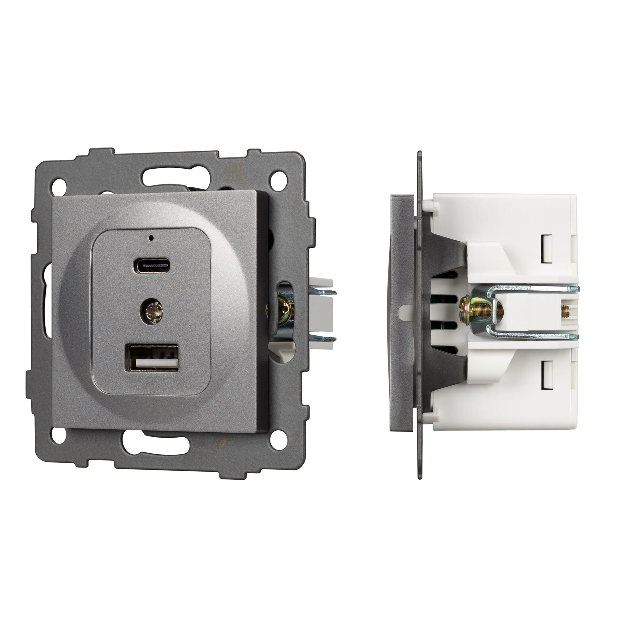 Механизм USB розетки SCT-MUAC-PL-GR-V (5V, 3A, QC4) (Arlight, -)